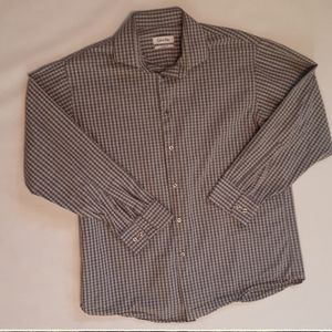 Calvin Klein Gray Plaid men's button-up Regular Fit 16 32/33
